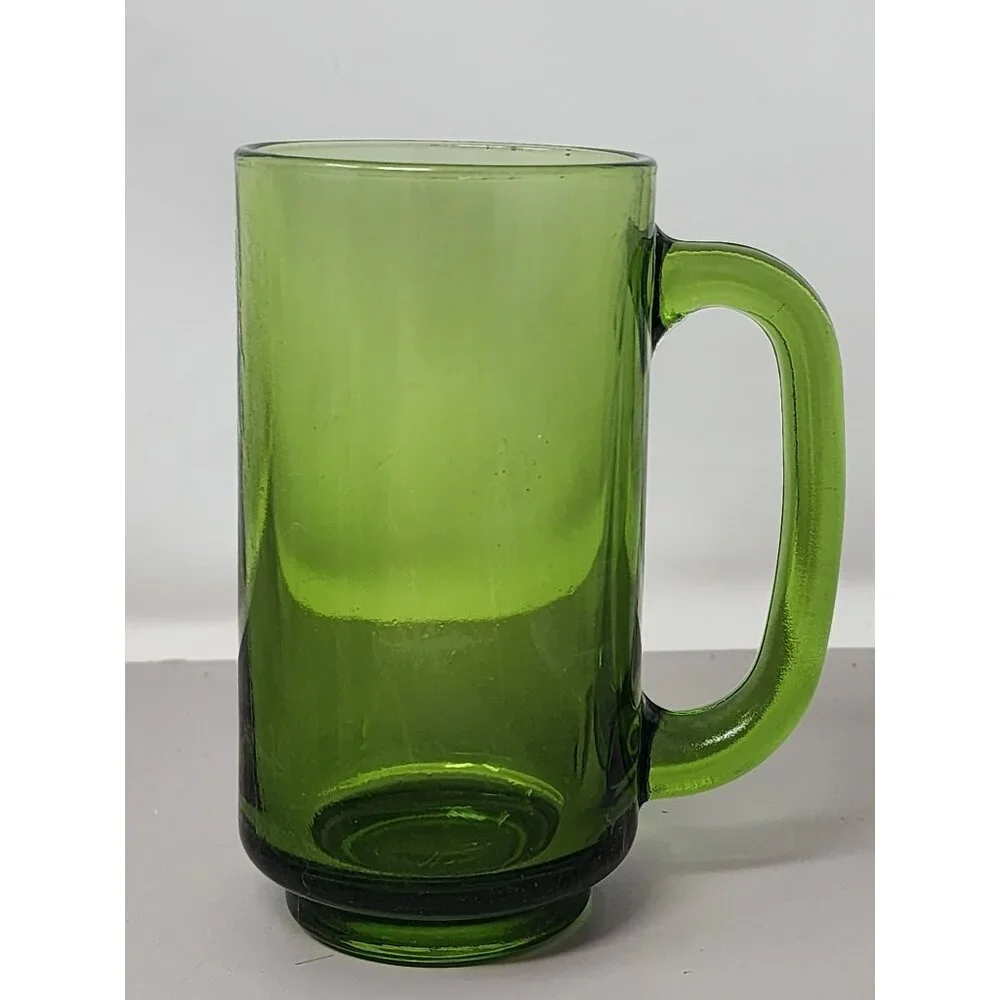 Vintage Emerald Green Glass Beer Mug & Jagermeister 2 Shot Glasses‎ Set